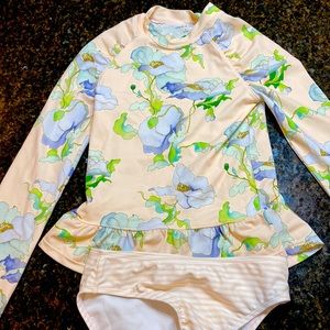 Janie and Jack rash guard suit with bikini bottoms, size 8
